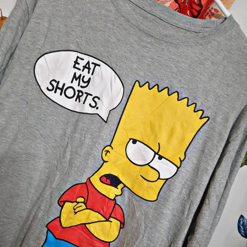 ~{The Simpsons}~ Bart Simpson graphic print long sleeve shirt.